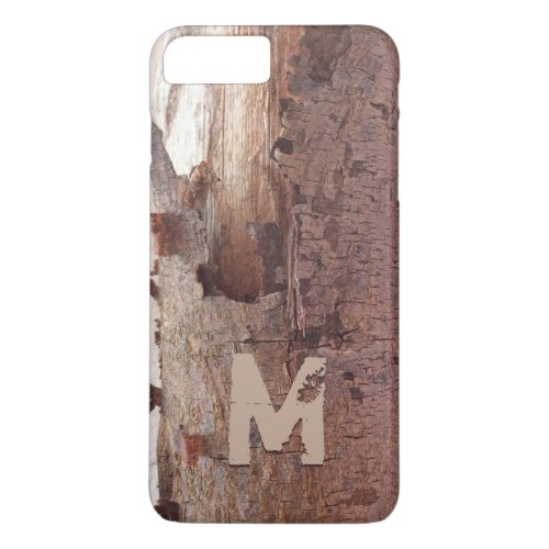 Rustic Peeling Wood Tree Bark Monogram iPhone 8 Plus7 Plus Case