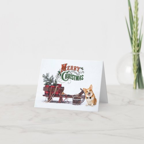 Rustic Pembroke Corgi Christmas Holiday Card
