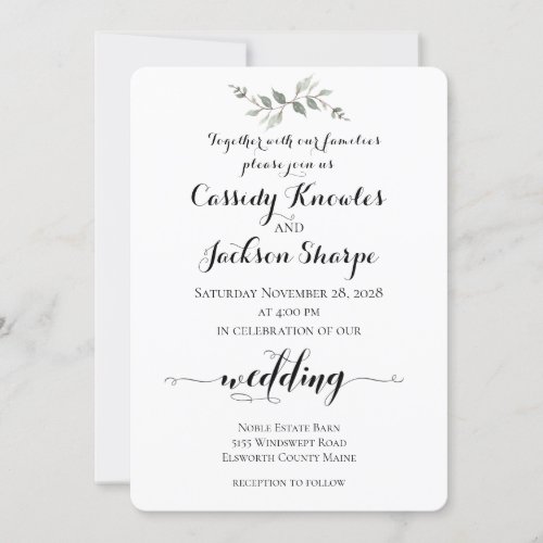 Rustic Pen  Ink Calligraphy Wedding Invitation