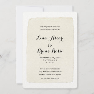 Rustic Pen & Ink Script Wedding Invitation