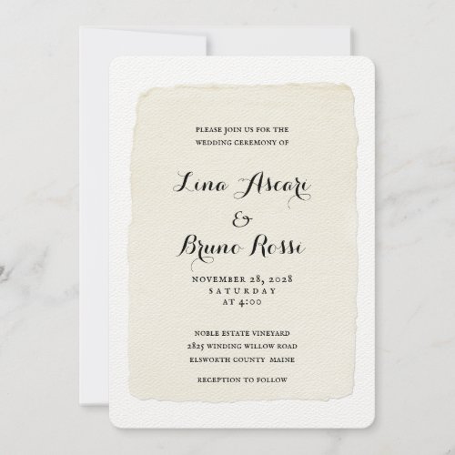 Rustic Pen  Ink Script Wedding Invitation