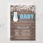 Rustic Penguin Winter Boy Baby Shower Invitation