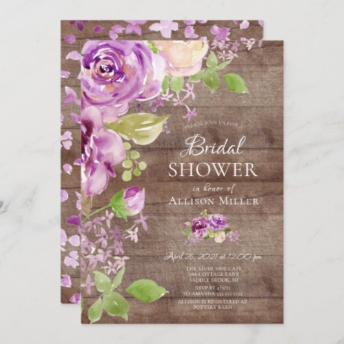 Rustic Peonies Floral Bridal Shower Invitation