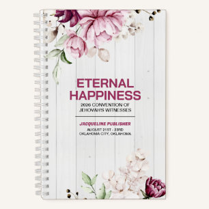 Rustic Peonies Floral Eternal Happiness Convention Notebook