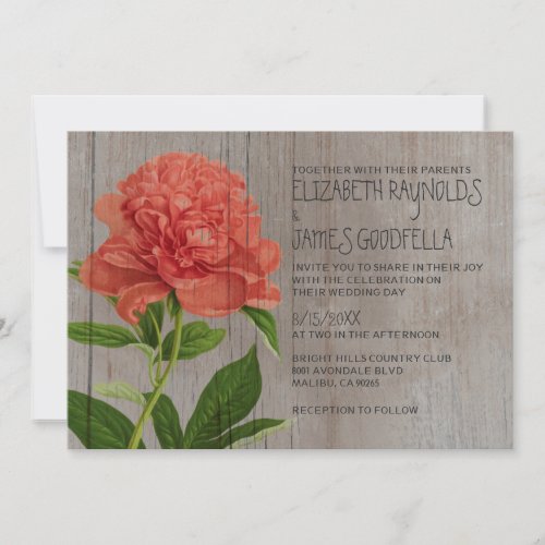 Rustic Peonies Wedding Invitations