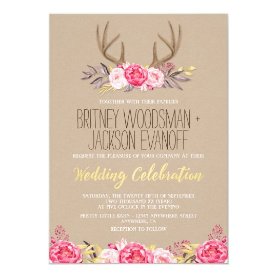 rustic-peony-and-deer-antler-wedding-invitations-zazzle