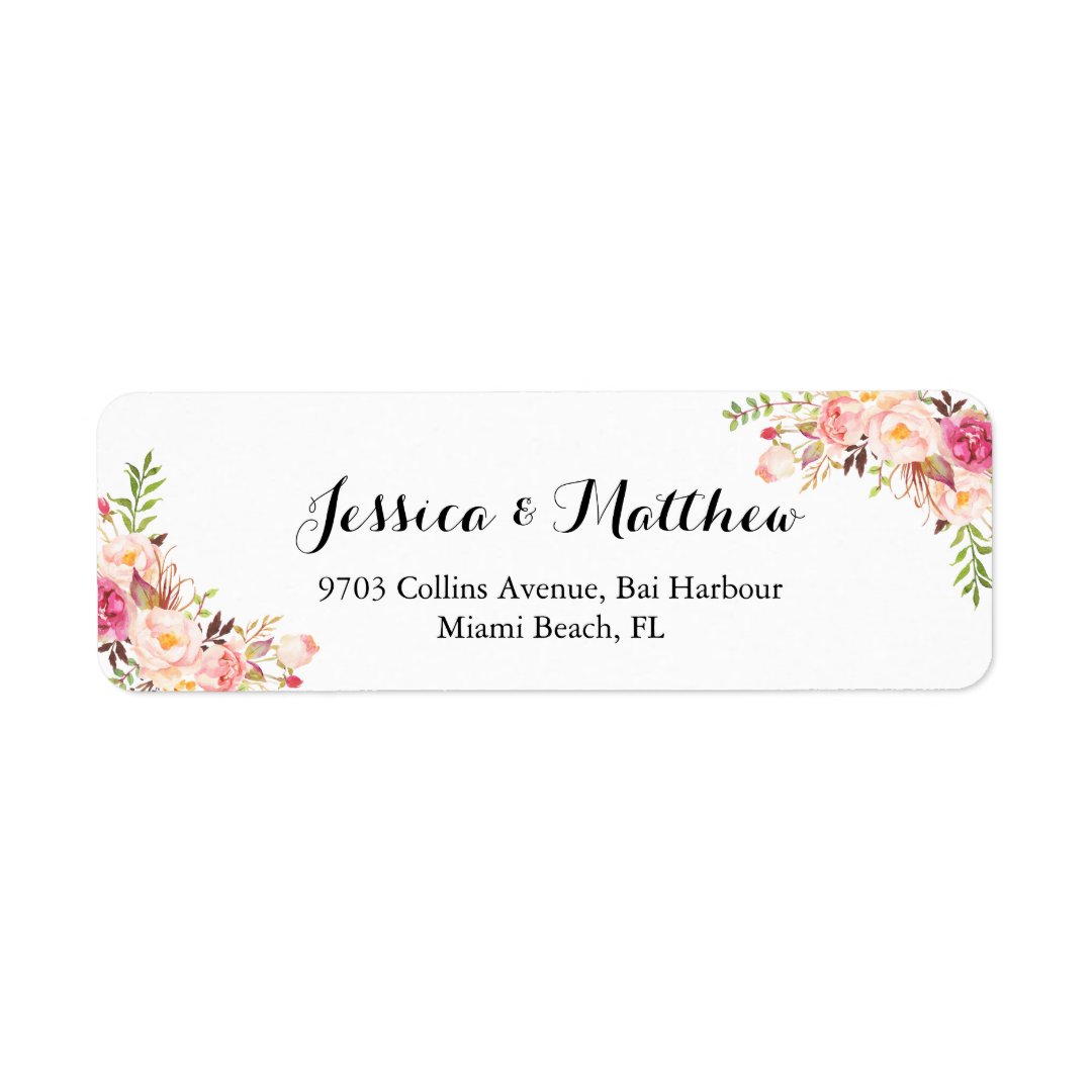 Rustic Peony Floral Personalized Wedding Label | Zazzle