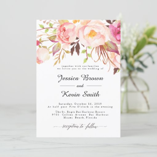 Rustic Peony Floral Wedding Invitation-3 Invitation | Zazzle