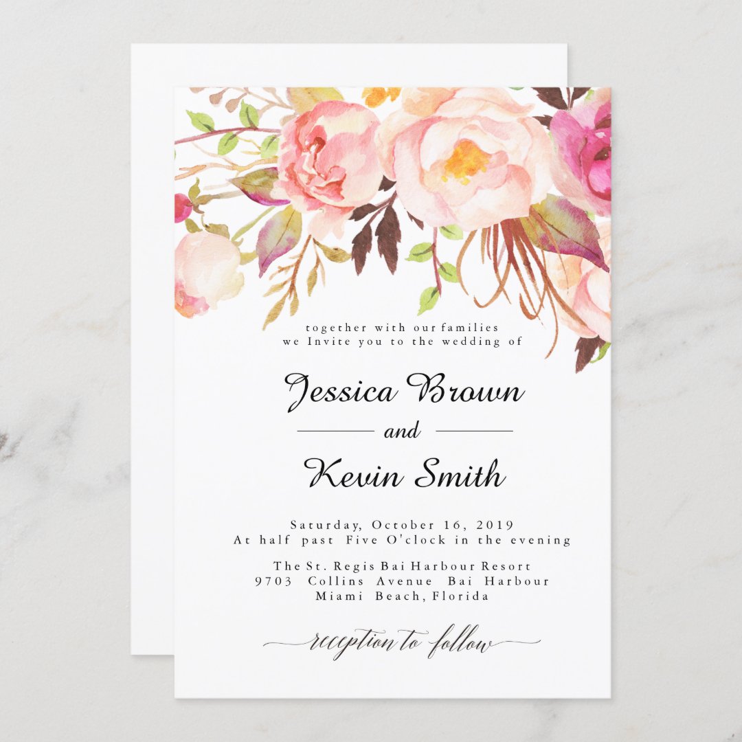 Rustic Peony Floral Wedding Invitation-3 Invitation | Zazzle