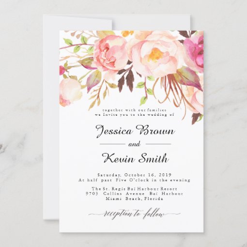 Rustic Peony Floral Wedding Invitation-3 Invitation | Zazzle