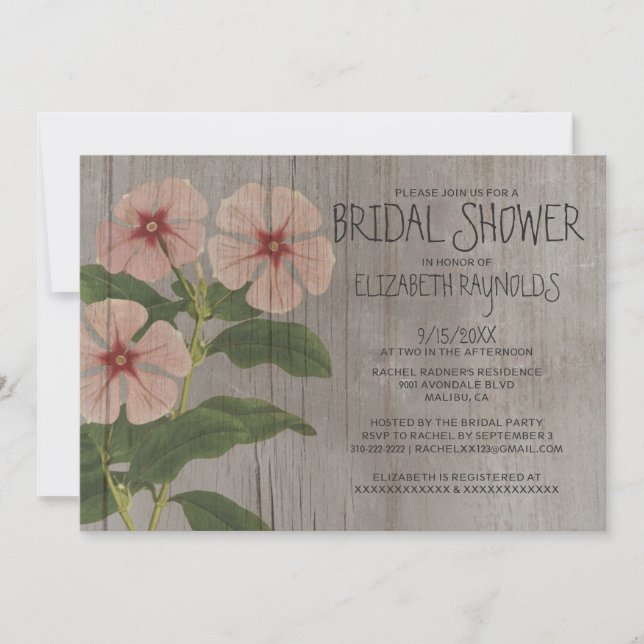 Rustic Periwinkle Bridal Shower Invitations (Front)