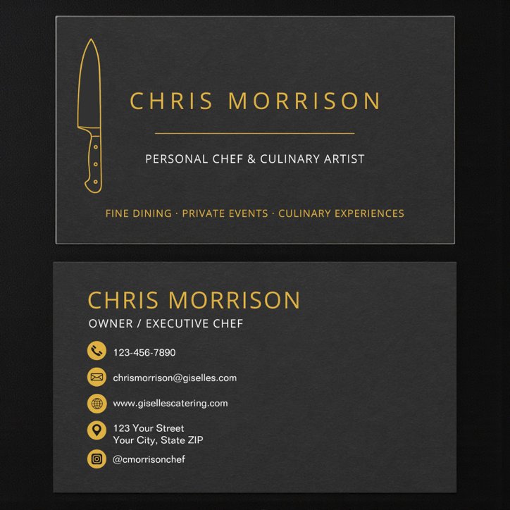 Rustic Personal Chef Catering Knife Business Card