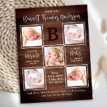 Rustic Personalized 5 Photo New Baby Announcement Postcard<br><div class="desc">Announce your new baby to friends and family with these rustic chalkboard slate, fun modern and unique photo collage birth announcement cards. Customize with 5 of your photos, and personalize with monogram initial, name, birth stats. Inspirational quote: "A little Miracle sent from above, a sweet Baby to cuddle and love"...</div>