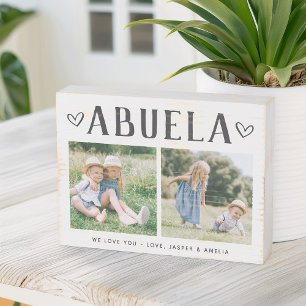 Rustic Personalized Abuela Grandma 2 Photo Wooden Box Sign