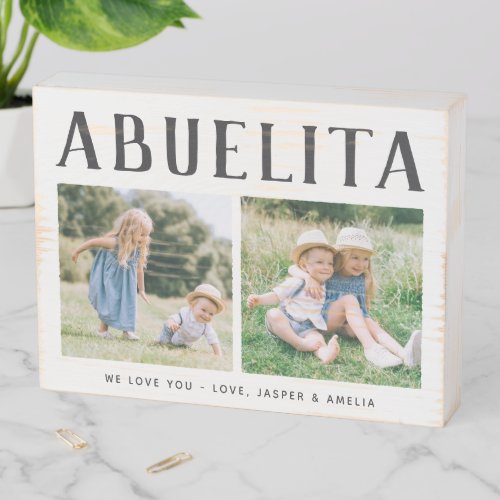 Rustic Personalized Abuelita Grandma Photo Wooden Box Sign