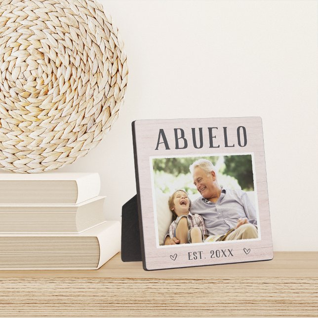 Rustic Personalized Abuelo Grandpa Photo Plaque (Creator Uploaded)