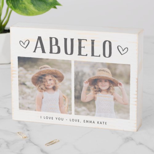 Rustic Personalized Abuelo Photo Wooden Box Sign