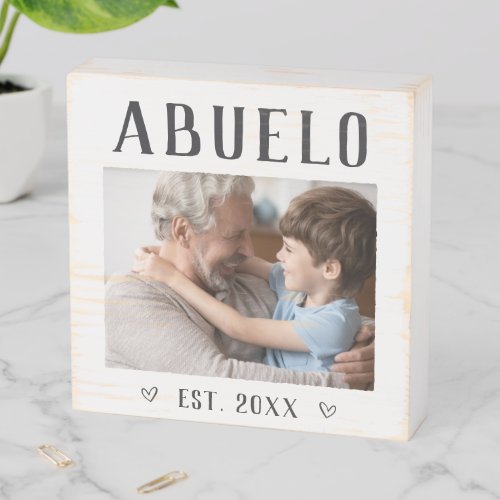 Rustic Personalized Abuelo Photo Wooden Box Sign