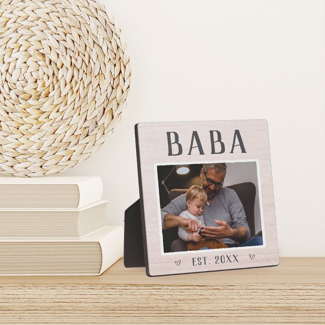 Rustic Personalized Baba Grandpa Photo Plaque (Creator Uploaded)