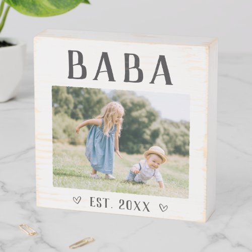 Rustic Personalized Baba Photo Wooden Box Sign