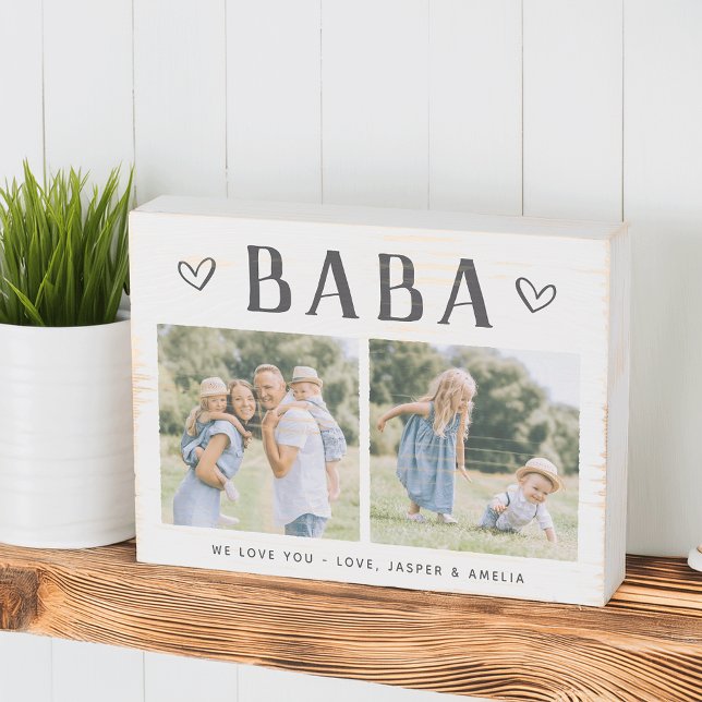 Rustic Personalized Baba Photo Wooden Box Sign (Creator Uploaded)