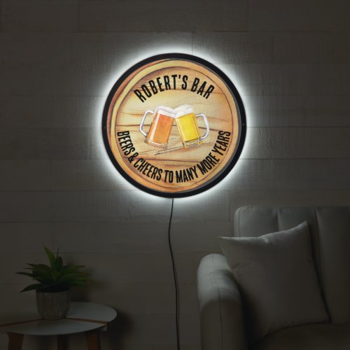 Rustic  Personalized Beers Cheers to  LED Sign