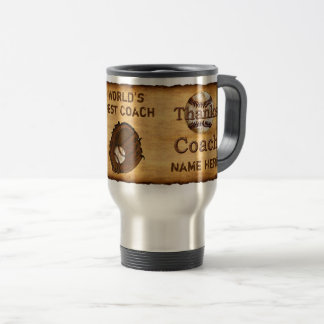 Rustic Personalized Best Baseball Coach Gifts Travel Mug