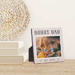 Rustic Personalized Bonus Dad Stepfather Photo Plaque<br><div class="desc">Charming custom plaque for Father's Day,  birthdays,  or new stepdads features a favorite photo with "Bonus Dad" above in rustic lettering. Personalize with the year he became a stepfather beneath,  or add a custom message or name.</div>