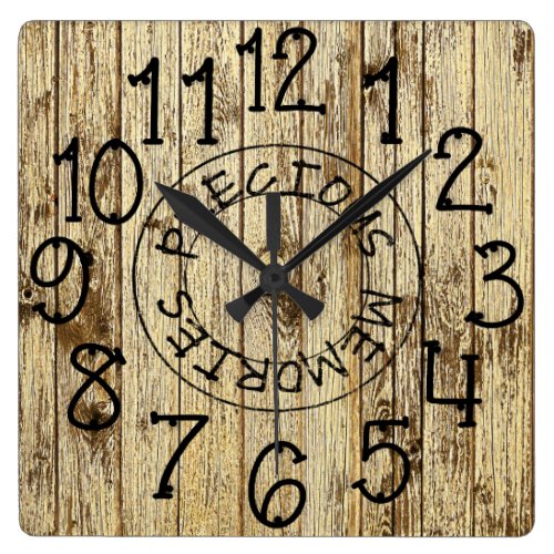 Rustic Personalized Brown Wood Precious Memories Square Wall Clock