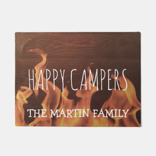 Rustic Personalized Camping Campfire Happy Campers Doormat