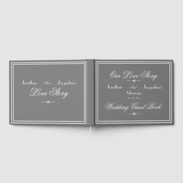 Rustic Personalized Chic Gray And White Wedding Guest Book (Full)