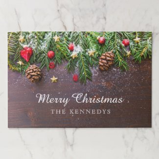 Rustic Personalized Christmas Paper Placemat