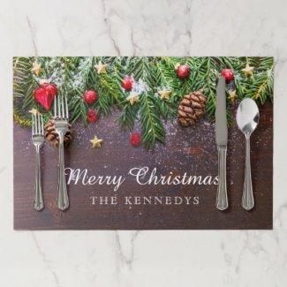 Rustic Personalized Christmas Paper Placemat