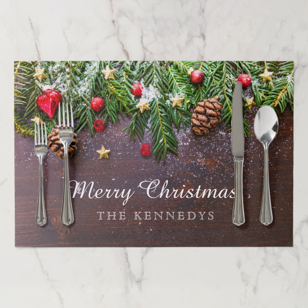 Rustic Personalized Christmas Paper Placemat Zazzle — free download