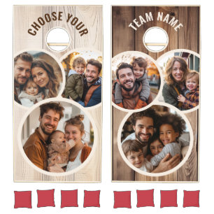 Rustic Personalized Custom 4 Photo Cornhole Set