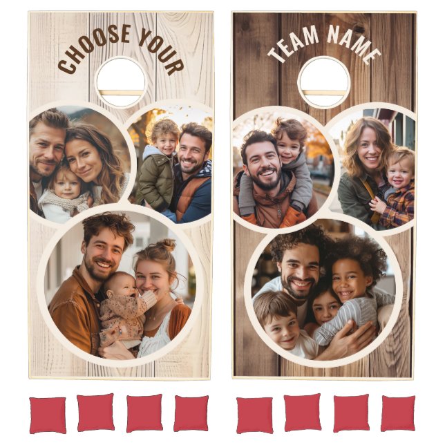 Rustic Personalized Custom 4 Photo Cornhole Set (Set)