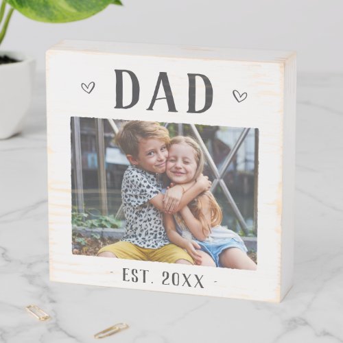 Rustic Personalized Dad Photo Wooden Box Sign
