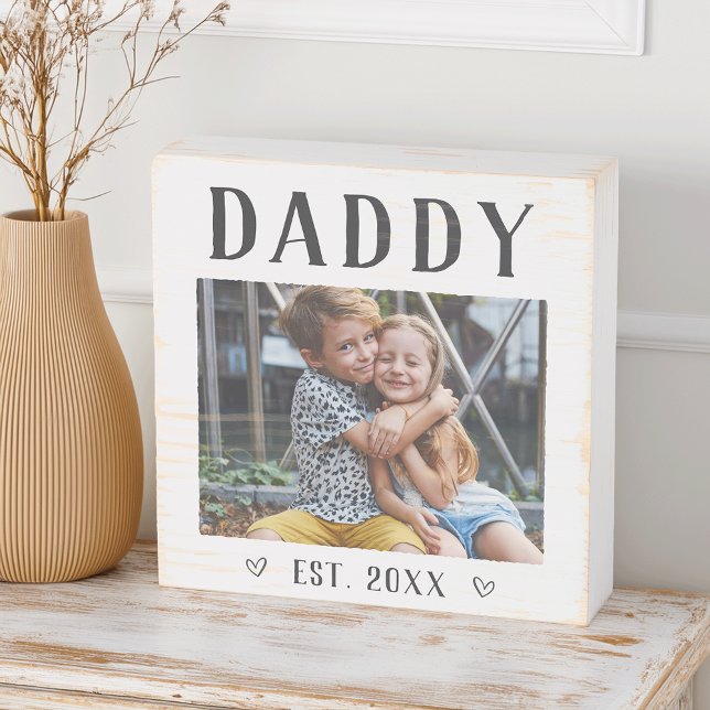 Rustic Personalized Daddy Photo Wooden Box Sign (Creator Uploaded)
