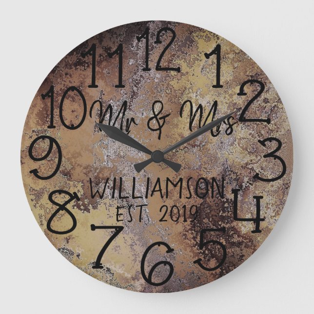 Rustic Personalized Distressed Rust Custom Large Clock (Front)