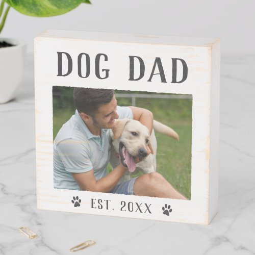 Rustic Personalized Dog Dad Photo Wooden Box Sign