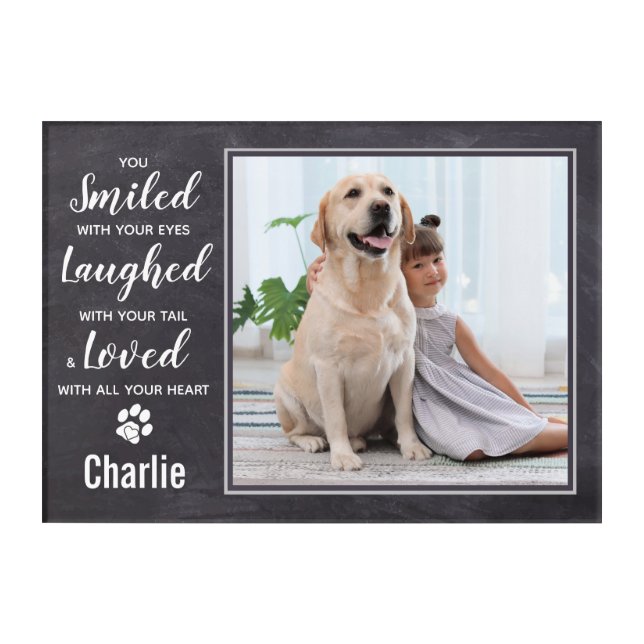 Rustic Personalized Dog Pet Memorial Photo Acrylic Print (Front)