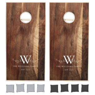 Rustic Personalized Family Initial Monogram Cornhole Set