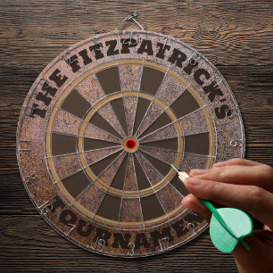 Rustic Personalized Family Name Dart Board