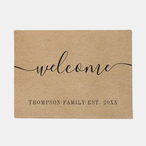 Rustic Personalized Family Name Doormat