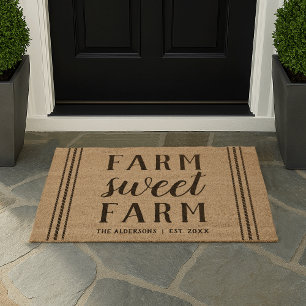Rustic Personalized Farm Sweet Farm Fiber Doormat
