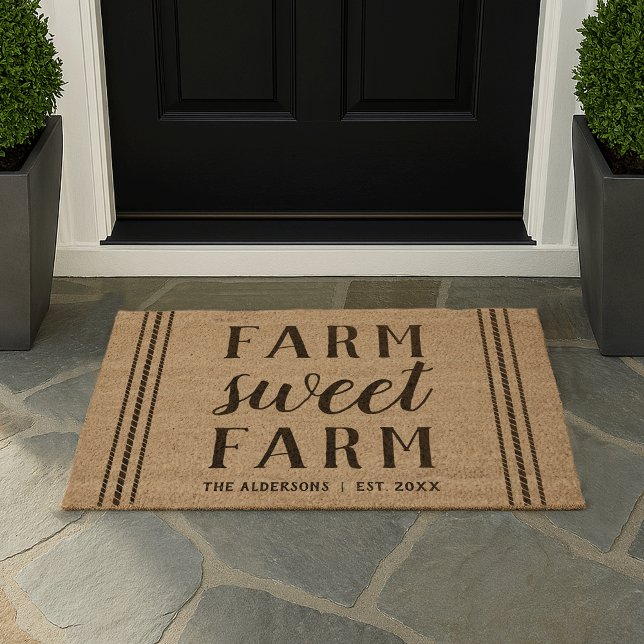 Rustic Personalized Farm Sweet Farm Fiber Doormat (Creator Uploaded)