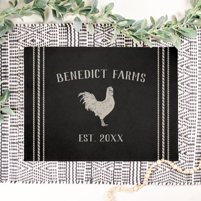 Rustic Personalized Farmhouse Rooster Doormat (Creator Uploaded)