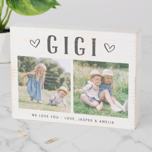 Rustic Personalized Gigi Grandma Photo Wooden Box Sign