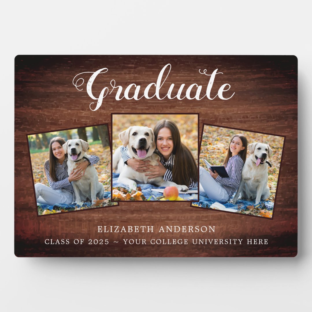 Rustic Personalized Graduate Photo Collage Plaque | Zazzle