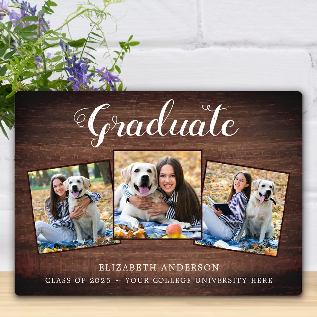 Rustic Personalized Graduate Photo Collage Plaque (Creator Uploaded)